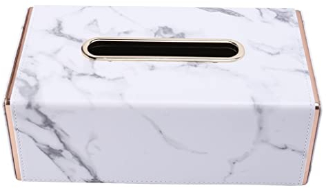 Taschentuchbox mit goldenem Rand, Marmor-PU-Leder, Serviettenhandtuchhalter, große Taschentuchbox für Büro und Zuhause, Sitztyp