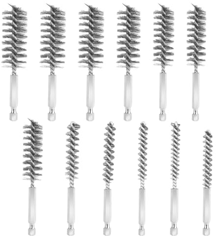 XTDMJ Lot de 12 brosses métalliques pour perceuse, 9-22 mm en acier inoxydable, brosse cylindrique pour perceuse, polissage, meulage, nettoyage