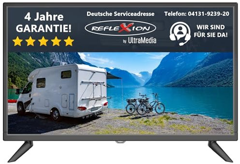 REFLEXION LED2425 LED Fernseher, 60 cm / 24 Zoll, Wohnwagen/Wohnmobil/Camping/Caravan/Boot/LKW TV, 12/230 Volt, Full HD, Triple Tuner, mit DVB-T2HD, DVB-S2, DVB-C, CI+Slot und Aufnahmefunktion (PVR)