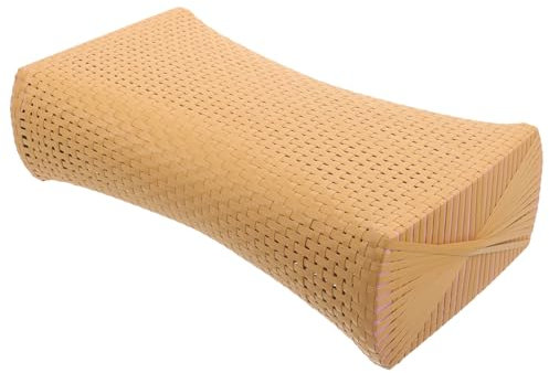 FRCOLOR Woven Fake Rattan Pillow for Elderly Summer Breathable Cervical Pillow Bed Home Sleeping Cushion
