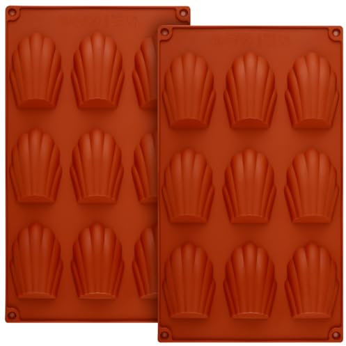 Lotsdonxia Silicone 9-Cavity Baking Tray for Madeleine Cakes & Biscuits – Non-Stick, Heat Resistant, Reusable Baking Mould for DIY Pastry & Treats (Red)