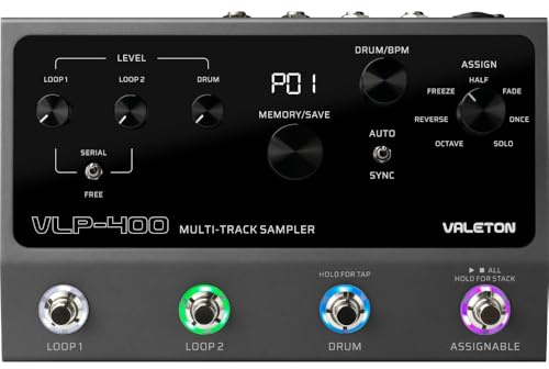 Valeton VLP-400 Multi-Track Sampler med 4 fotpedaler – två fullfjädrade loopers, trummaskin