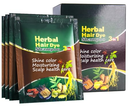 Dark Brown Hair Dye Shampoo 3 in 1 for Women/Men Hair Color, Herbal Natural Dye Cover Gray Grey Coverage Permanent Instant | Easy to Use | Travel Size (Dark Brown)