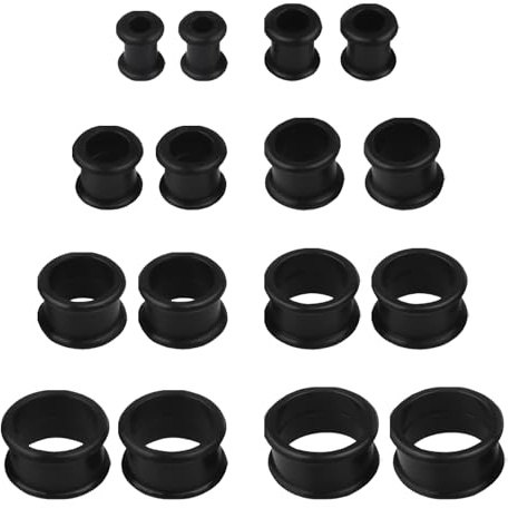 16 Pcs Silicone Flesh Tunnels, Edge Ear Tunnels Gauge Expanders, Ear Stretchers Gauge Plugs for Men & Women, Soft Stretching Kit with Double Flare Plugs, Lobe Piercing Expanders in 8 Sizes 6mm to 20mm