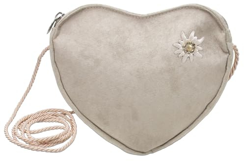 Alpenflüstern Greta DTA103 Sac à main en forme de cœur avec strass et edelweiss pour femme - Sac à bandoulière pour Dirndl - Sac à main pour costume traditionnel Dirndl (couleurs traditionnelles