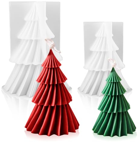 Kerzenform Weihnachten,2 Stück Weihnachtsbaum Kerzenform,Silikonformen Gießformen Weihnachten,3D Kerzengießform für DIY Duftkerze Weihnachten Handwerk Ornamente