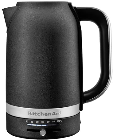 KitchenAid 1.7L Wasserkocher mit Temperaturwahl, Einstellbare Temperatur 50°C-100°C, Schnellkochfunktion & Füllstandsanzeige, Cast Iron Black
