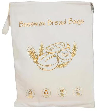 Bolsas de pan de algodón y cera de abeja, Bolsa Pan Tela, Bolsas de Pan Reutilizables Bolsa de Almacenamiento, Bolsas de Lino con Cordón para para pan casero, masa madre y pan fresco