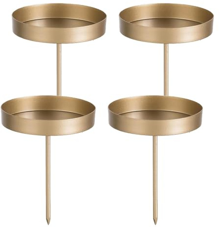 4 Kerzenhalter Adventskranz, Stumpenkerzenhalter mit Dorn, Teelichthalter für Adventskranz, Kerzenstecker, 7,8 x 7 cm