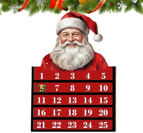 ETUCYNG Adventskalender, festlig leksak i trä med 24 dagars display