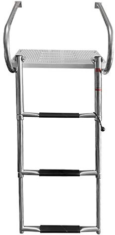 Aioneer 3 Step Boat Ladder With Swimming Platform, Stainless Steel Telescoping Boat Ladder For Marine Yacht/Swimming Pool Pontoon Dock, Under Mount