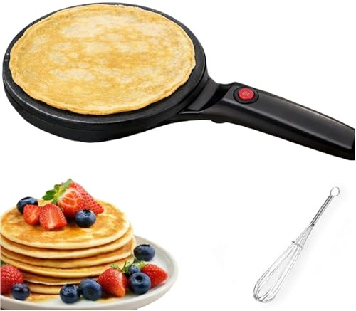 Crepera Eléctrica Instantánea De 8 Pulgadas, Calor Rápido, Antiadherente, Mini Máquina For Hacer Panqueques Portátil, Plancha Pequeña For El Desayuno, Sartén(Black)