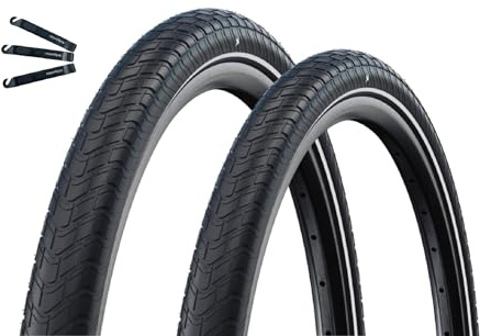 2 x Schwalbe Motion Big Apple cykeldäck RaceGuard ADDIX Green E-25 svart + reflex 50-305 (16 x 2,0) inkl. maxxi4you däcklyftare