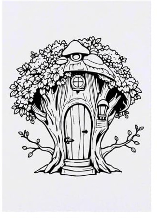 Azeeda 'Cosy Tree Cottage' Temporary Tattoo - A6 (TO00104061) | Water Resistant Skin Safe Transfer for Parties, Costumes and Gifts