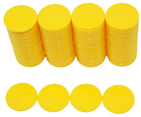 Smartdealspro Undurchsichtiger Lernzähler aus Kunststoff, Mini-Poker-Chips, Spielsteine mit Aufbewahrungsbox (Gelb, 25 mm)