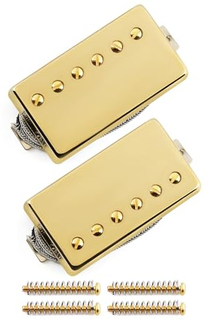 FLEOR Alnico5 Guitar Humbucker Pickup Set Golden Bridge & Neck Pickups Compatible with LP style Guitar Part