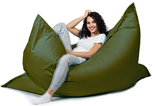 sunnypillow XL Sitzsack, Riesensitzsack Outdoor & Indoor 100 x 150 cm mit 140L Styropor Füllung Sessel für Kinder & Erwachsene Sitzkissen Sofa Beanbag viele Farben und Größen zur Auswahl Dunkelgrün