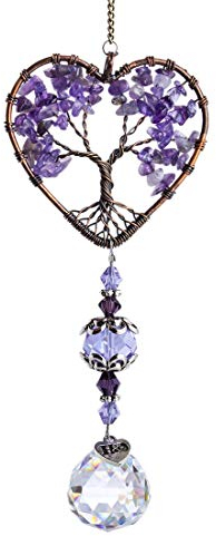 Verre Attrape-Soleil Suspension en Verre Arbre de Vie Ornement Suspendu, Violet