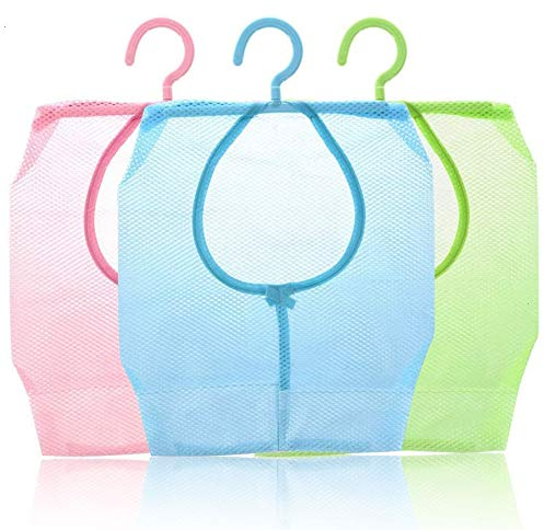 FANDE 3 Stück Wäscheklammerbeutel, Aufbewahrung Korb mit Haken, Hängende Netz-Aufbewahrung, Tragbare Mehrzweck-Aufbewahrungstasche für Badezimmer, Garderobe, Wäschekorb