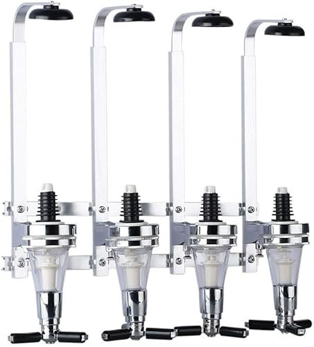 Wall Mounted Bottle Stand Optic Dispenser Drinks Wine Spirits Steel Bar Butler Stand Drinks Wine Dispenser Home Bar (4 Bottles)