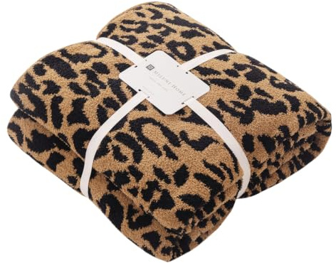 MH MYLUNE HOME Ultramjuk leopardfilt (127 x 152 cm) mikrofiberfiltar plysch varm vändbar gepardfilt leopardmönster överkast för bäddsoffa - brun, 127 x 152 cm