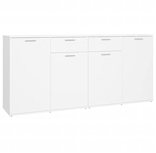 vidaXL Sideboard mit 4 Türen 2 Schubladen Kommode Anrichte Mehrzweckschrank Beistellschrank Schrank Standschrank Weiß 160x36x75cm Holzwerkstoff