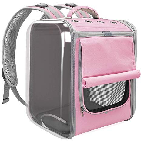 LIANYG Transporttasche Pet Carrier for Hunde Katze Breathable Hunderucksack Katzentransportkorb Tragetasche Tragbarer Hund im Freien Reisetasche katzentasche (Color : Pink, Size : 35x30x40cm)