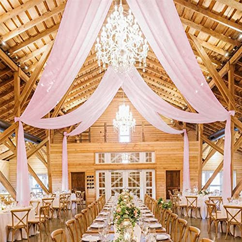 MoKoHouse Dusty Rose Hochzeitsdeckenvorhänge, Stoff, 6 Paneele, 1,5 x 3 m, Chiffon-Hintergrund, Vorhänge für Zeremonie, Bogen, Party, Bühnendekoration