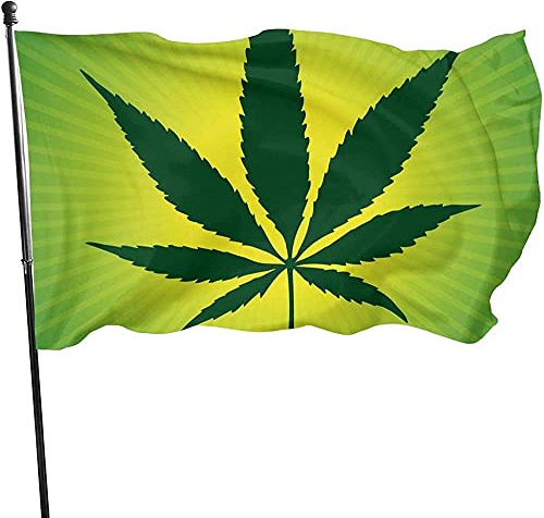 Flaggen Grünes Marihuana, Waschbar Garten Fahnen Wetterfeste Garten Flagge Für Außenbereich Feiertage Aktivitäten,3X5Ft