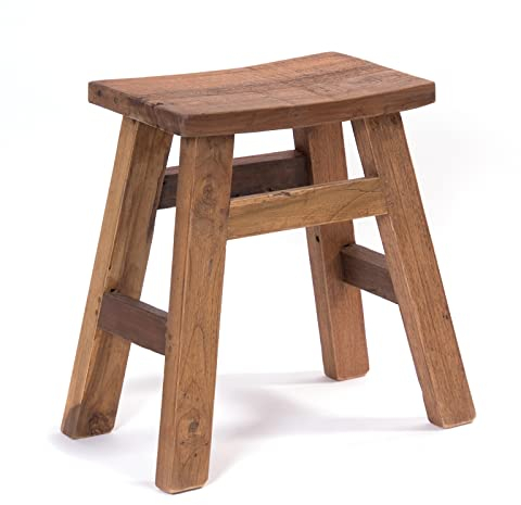 DESIGN DELIGHTS Holz HOCKER Noah | Mahagoni & Teakholz, 50x50x30 cm | Pflanzenhocker, Beistellhocker, Sitzhocker, Teakhocker