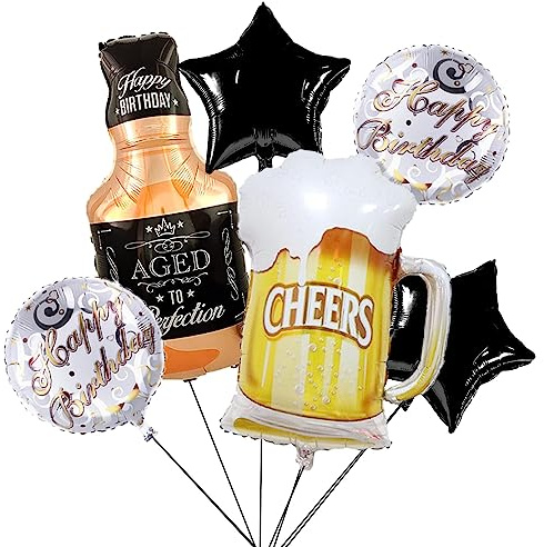 PANRRPERS Beer Cup Balloons Set of 6 Whiskey Bottle Beer Mug Shape Balloons Summer Party, Beer Festival, Birthday Party