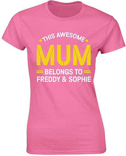 Personalised Mothers Day 2025 Ladies T-Shirt This Awesome Mum Belongs to Womens Top Tee Gift Printed Design