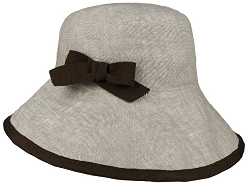 Mayser Enna Melange Hut Flapper meliert mit Schleife Made in EU Damen Frühling Sommer Hellbeige S (55-56 cm)