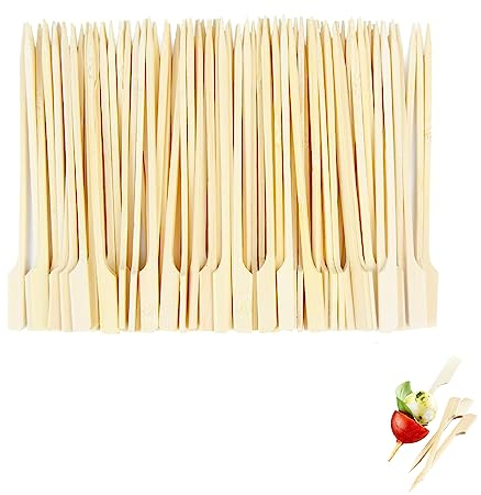 50PCS Bamboo Skewers for Appetizers,Bamboo Cocktail StickYakitori Skewer BarbecueSkewers,Mini Food Sticks,BambooPaddle Skewers Wooden Paddle Sticks Barbeque SkewersCocktail Picks for Grill Party