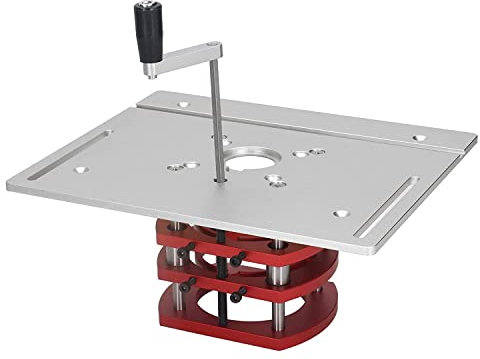 MBROS Oberfräsen-Lift-Tauchsockel, voll verstellbar, Metall-Oberfräsen-Lift-Handoberfräsen-Tisch-Einlegeplatte für Motoren mit 64–66 mm Durchmesser, Gravierwerkzeug
