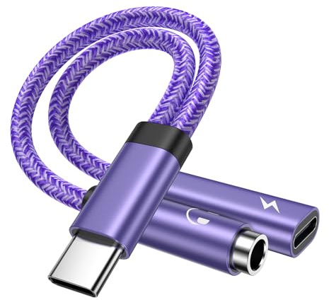 USB C Kopfhörer Adapter und Laden, 2 in 1 Typ C auf 3.5mm Klinke Aux Audio Auto Adapter Schnellladung für Samsung Galaxy S24 Ultra/S23 FE/S22/S21/S20/S10/A34/A53/A54/A55/ 5G, iPhone 16/15, Huawei