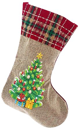 Demiawaking DIY 5D Diamant Malerei Weihnachtsstrumpf Weihnachtssocken Diamond Painting Socke Stickerei Weihnachtsdeko Geschenk Tasche Handwerk Party Deko Geschenk (U)