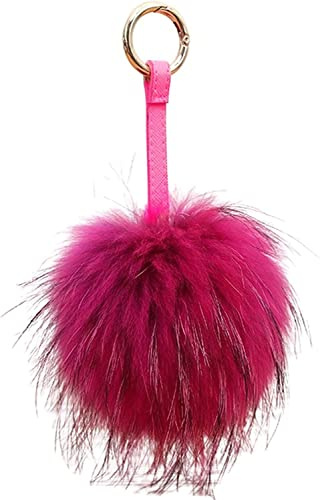 Handtaschen Plüsch Anhänger, Taschenanhänger, Kaninchenfell Schlüsselanhänger Auto, Schlüsselring Echtfell Pelz Bommel Rückspiegel im Auto