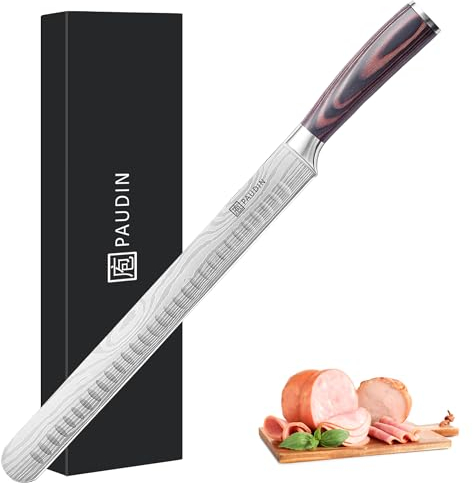 PAUDIN Schinkenometro bere coltello da 30 cm, coltello da cucina per prosciutto, coltello da pesce professionale fatto in acciaio inossidabile ad alta qualità con impugnatura pakkaholz ergonomica