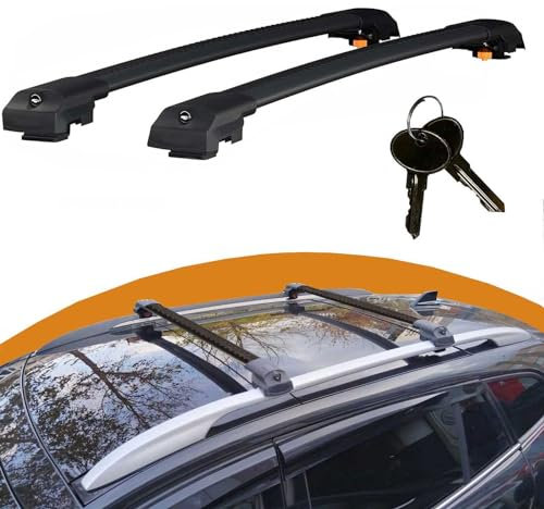 Cross Auto Accessories-Querträger Kompatibel Mit Vw Sharan 2 2010-2022; Dachträger Für Autos Mit Dachreling, Abschließbar Aluminium Schienen Träger, 2 Pcs Schwarz