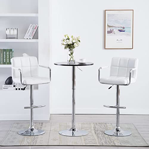 LAPOOH Barhocker 2 STK Barstuhl, Bistrohocker, Thekenhocker, Tresenhocker, Barstools, Bar Hocker, Bar Stools, Bar Chair, Weiß Kunstleder