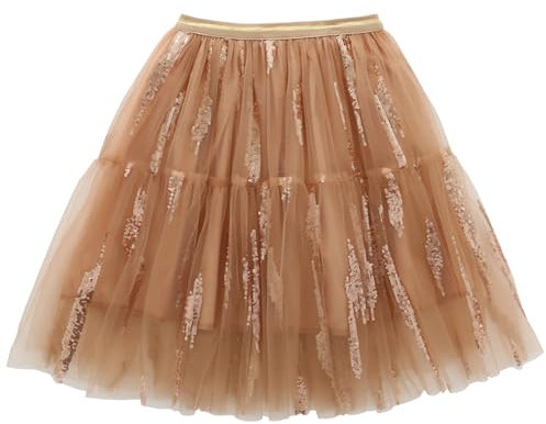 YFPICO Tutu Röcke Mädchen Stickerei Paillette Glitzermuster Tüllrock Prinzessin Minirock Ballettrock für Party Kostüm Classic Weihnachtstag