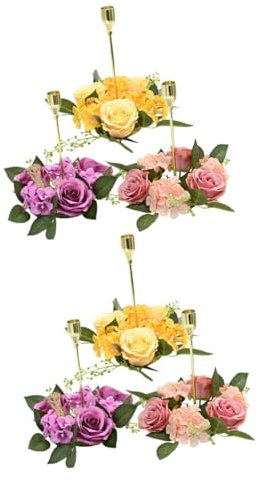 STOBAZA 6stücke Künstlicher Rosenkerzenring Kranz Dekorative Tischmittelstücke Für Hochzeiten Feste Saisonale Anlässe Blüten Lotosrosa Für Stimmungsvolle Arrangements