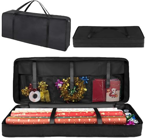 Aufbewahrungstasche für Geschenkpapier - 82x13x34cm, Oxford-Gewebe, mit Netztaschen, Kartenfach, Organizer