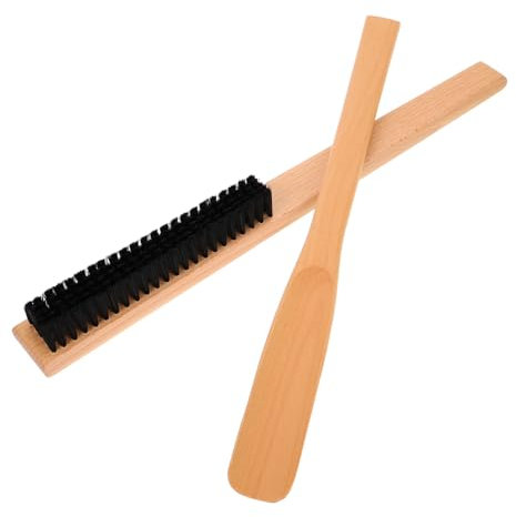 minkissy 2stücke Holzbürste Für Kleider Und Anzüge Mit Langer Griff Sanfte Holzborsten Zum Entfernen Von Schmutz Und Flecken Für Winterkleidung Und Filzhüte Inklusive Schuhlöffel Für Reise