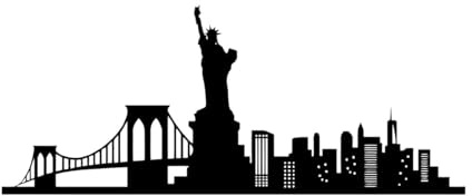 New York Skyline Wandaufkleber Aufkleber Statue Liberty Vinyl Aufkleber Home Decor Wohnzimmer Amerika für-L-57x140cm-Black