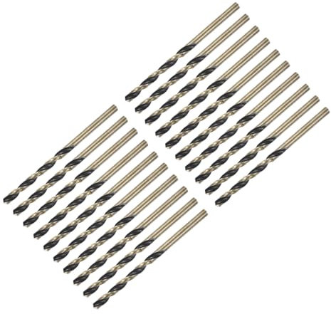sourcing map 20pcs Straight Shank Twist Drill Bits 4mm Gold Titanium & Black Nitride Coated High Speed Steel (HSS) 4341 with 4mm Shank for Stainless Steel Alloy Metal Plastic Wood