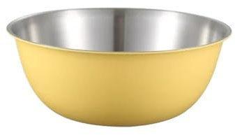 Ensaladera de acero inoxidable de gran capacidad, de metal japonés, para frutas, ramen, fideos, con escala, utensilios de cocina (1200 ml, amarillo)