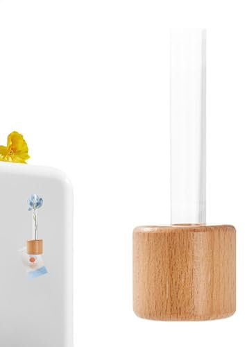 Kühlschrankmagnet Holzvase - Hydroponik -Pflanzentopf Magnetisch | Hölzerne Blumenplanter Kühlschrankmagnete | Testrohr Vase Magnet Kühlschrank für modernes Zuhause für Küche, Esszimmer