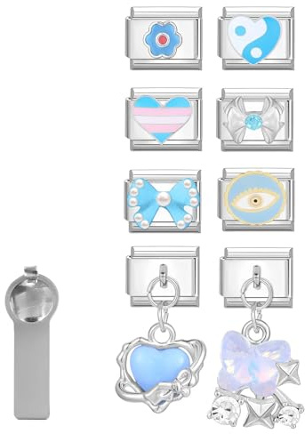 ITingstere Italian Taiji Charms Blue, Only Charm 9mm Italian Modular Charm Bracelet Link Handmade DIY Module Jewelry Gifts